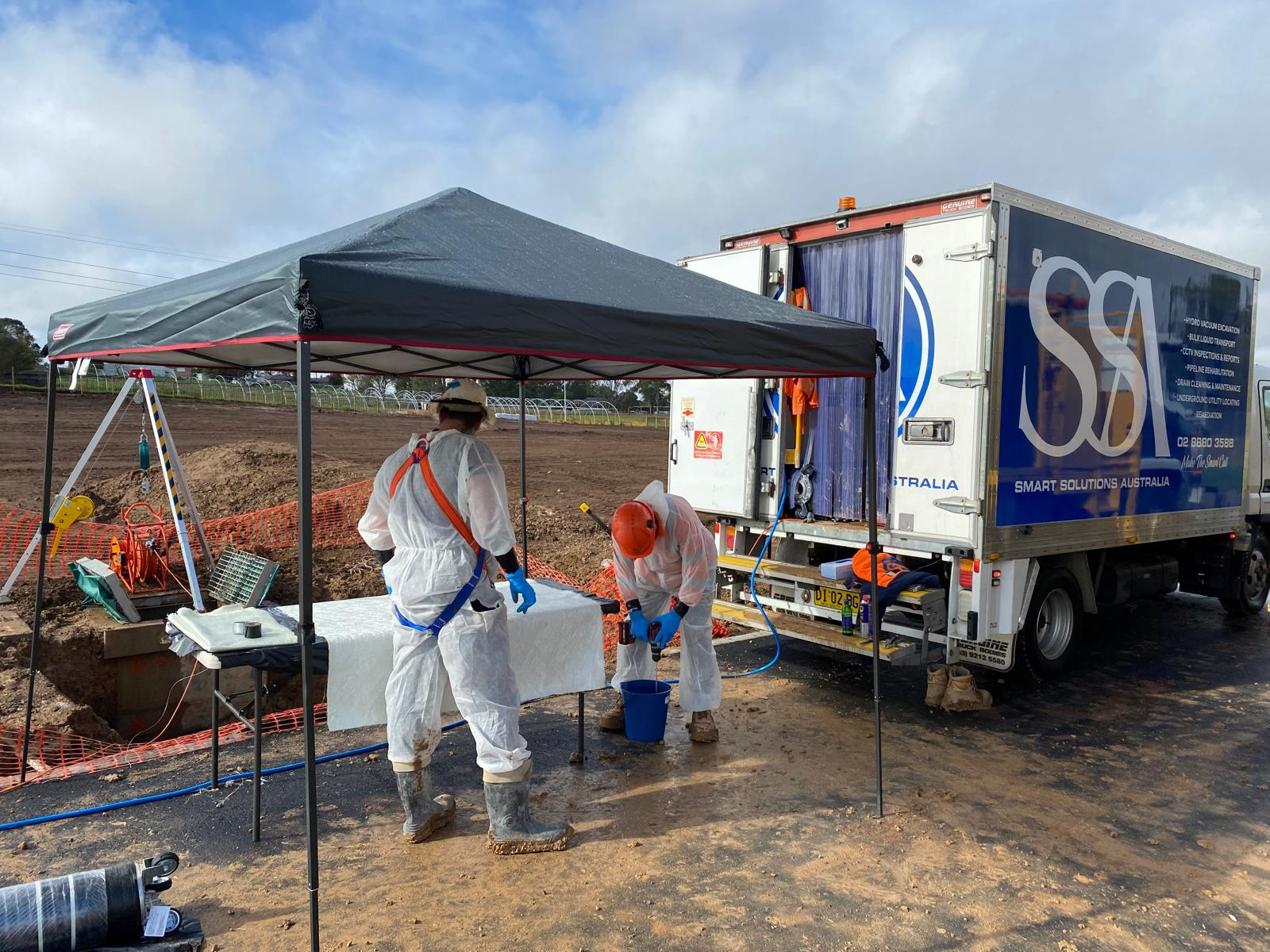 On-site rehab station set up alongside the SSA rehabilitation truck